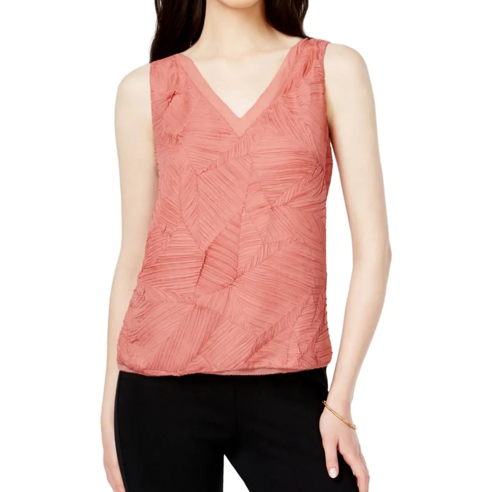 Bar III Textured Blouse Bronzed Rose Size Small
